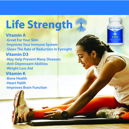 LifeStrength ADK Supplement (90 CT) – A1, D3 & K2 (MK7) for Bone & Immune Health – Pack of 2