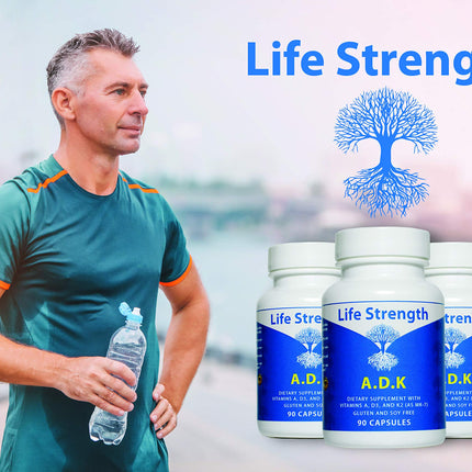 LifeStrength ADK Supplement (90 CT) – A1, D3 & K2 (MK7) for Bone & Immune Health – Pack of 2