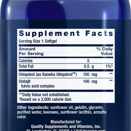 Life Extension COQ10 Super Ubiquinol 100mg – 90 Softgels (Pack of 2) with Enhanced Mitochondrial Support