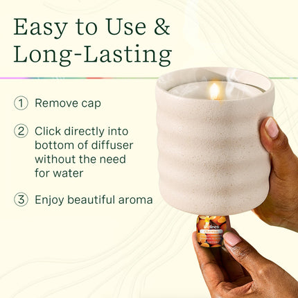 Lifelines Flameless Candle Diffuser with 2 ClickWick Blends – Cordless & Waterless (Frosted Cream)