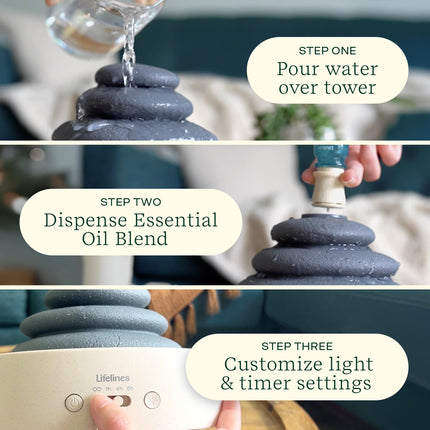 Lifelines Stacking Stones Aromatherapy Diffuser – Calming Mist & Auto-Shutoff