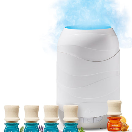 Lifelines Waves Ultrasonic Diffuser 200ml + 4-Pack Crisp Mountain Air Oils