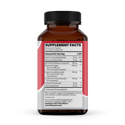 LifeSeasons Choles-T - Cholesterol Support Supplement with Red Yeast Rice, CoQ10, Guggul & Phytosterols - 180 Capsules