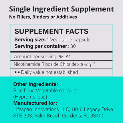 Pure NR 300mg by Lifespan Innovations – NAD⁺ Support & Healthy Aging