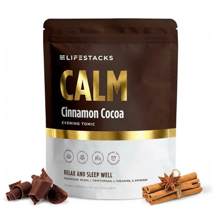 LIFESTACKS Calm Evening Tonic Sleep Powder – Cinnamon-Cocoa Nighttime Drink Mix
