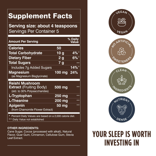 LIFESTACKS Calm Evening Tonic Sleep Powder - Cinnamon-Cocoa Nighttime Drink