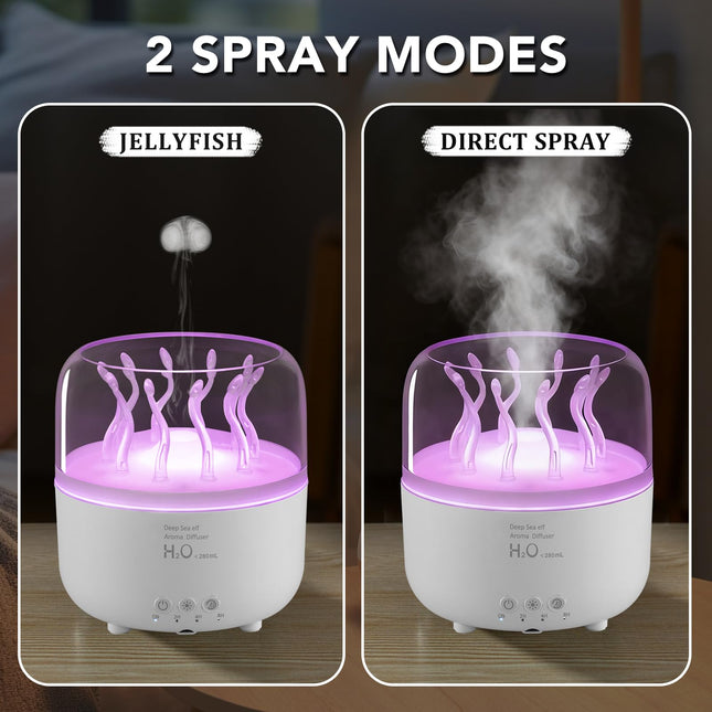 Lifgtzyn Jellyfish Diffuser 280ml - Remote Control, 7-Color LED Night Light, Auto Shut-Off