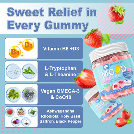 LILICARE Sugar Free Ashwagandha Mood Gummies – Calm Support, Vegan, 120 Count
