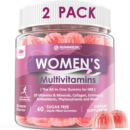 LILICARE 2 Pack Women’s Multivitamin Gummies – Methylated Formula, Biotin, Collagen, Iron, No Sugar