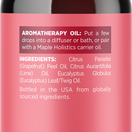 Pink Grapefruit Essential Oil Blend | Refreshing Citrus Diffuser Oil with Lime, Grapefruit, and Eucalyptus