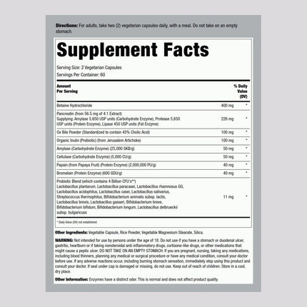 Lindberg Complete Digestant – Multi-Enzyme Formula with Pancreatin & Betaine HCl – 120 Capsules (Pack of 2)
