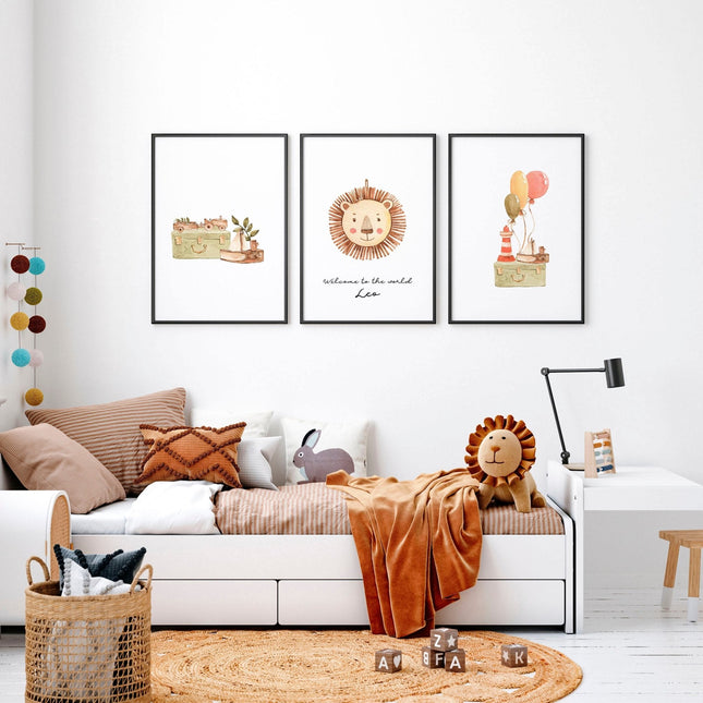 Wall Art for Nursery – Animal Set of 3 Prints