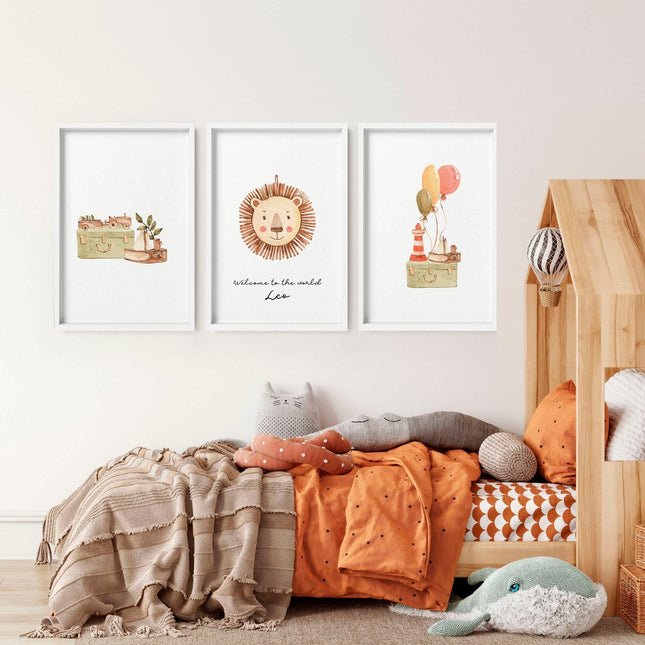 Wall Art for Nursery – Animal Set of 3 Prints