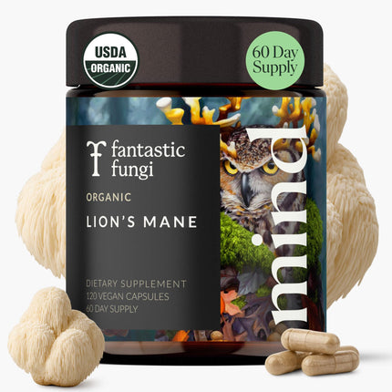 Lions Mane Mushroom Capsules – Memory, Focus & Mood Support | USDA Organic, Vegan, 120 Caps