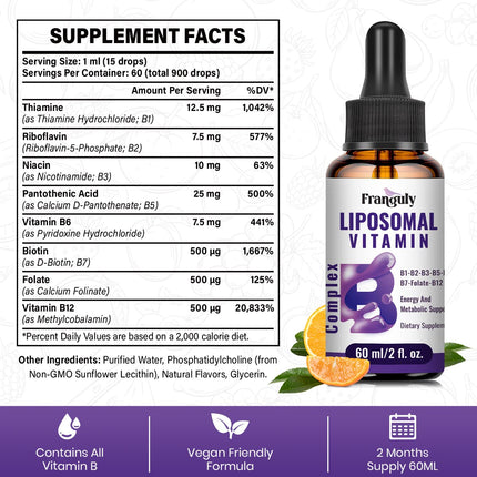 Franguly Liposomal Vitamin B Complex Liquid | High Absorption B-Complex