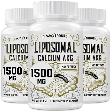 AJAXERRUE Liposomal Calcium AKG 1500 MG | Energy, Longevity & Metabolic Support | 180 Softgels