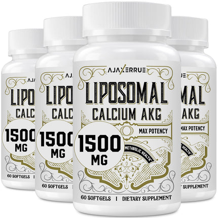 AJAXERRUE Liposomal Calcium AKG 1500 MG – Enhanced Absorption, Longevity & Energy Support, 240 Softgels