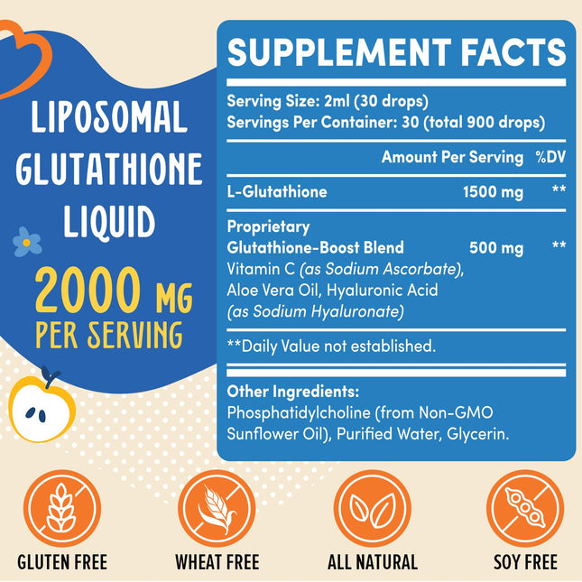 Prunucis 2000MG Liposomal Glutathione Liquid – 98% Absorption | Vegan