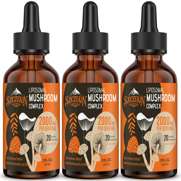 SZCZEKIN Liposomal Mushroom Drops 2000 MG – 20 Organic Extracts for Immunity, Cognition & Memory | 90 Servings