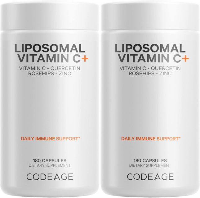 Codeage Liposomal Vitamin C 1500mg with Zinc & Elderberry – Vegan, Non-GMO, 2-Pack