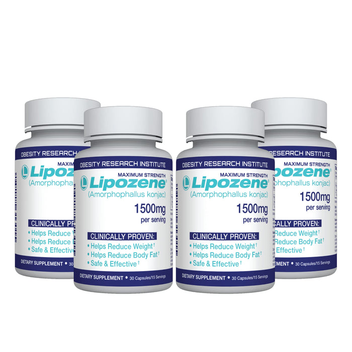 Lipozene Diet Pills – 4 Bottles (120 Capsules) Fiber-Based Appetite Control