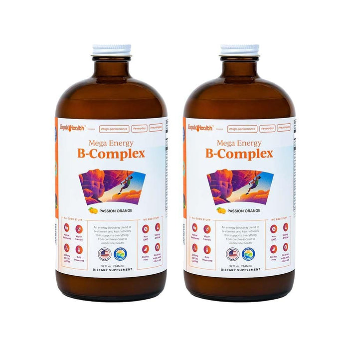 LIQUIDHEALTH Mega Energy B-Complex – Liquid Vitamin for Energy, Immune Support & Heart Health | Made in USA | Vegan