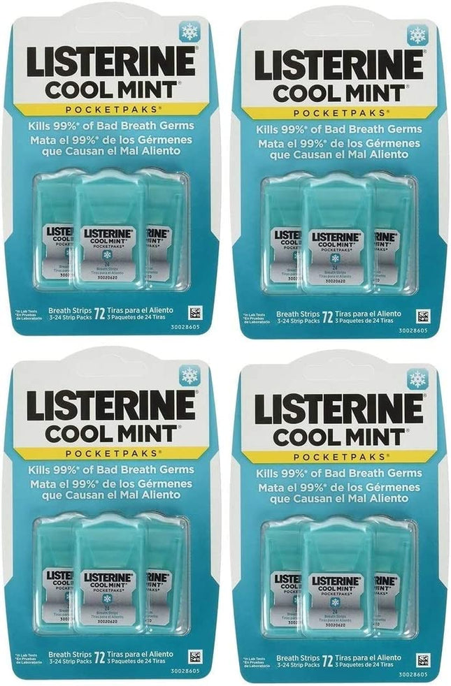 Listerine Cool Mint Pocketpaks Breath Strips – 288 Strips (12-24-Strip Pack)