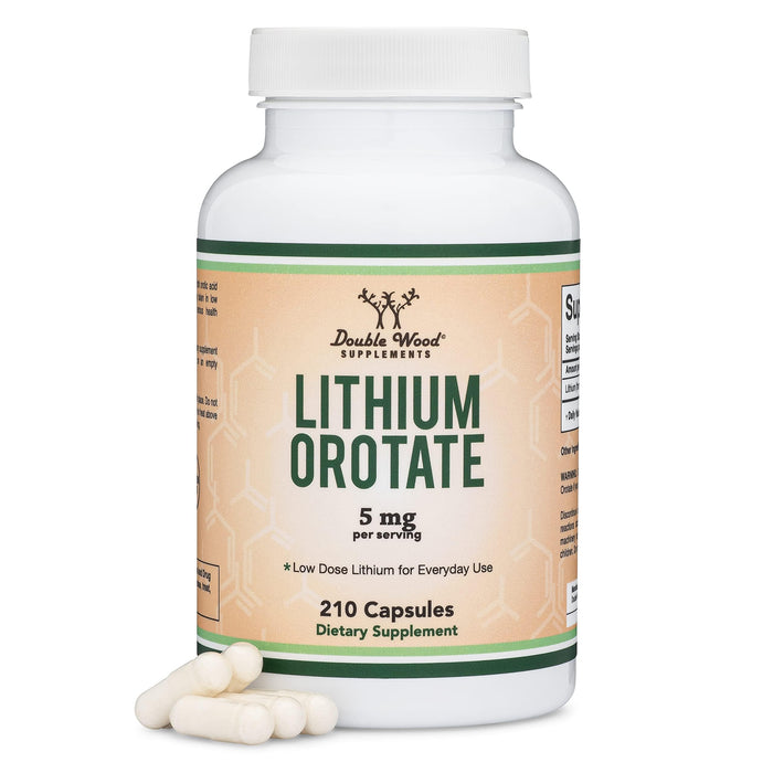 Lithium Orotate 5 mg – 210 Capsules for Cognition & Brain Health | Double Wood Supplements