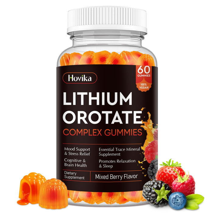 Lithium Orotate Gummies 5mg with Vitamin B, Magnesium & Selenium – Mood Support & Brain Health (60 Gummies) | Vegan, Non-GMO, Gluten-Free