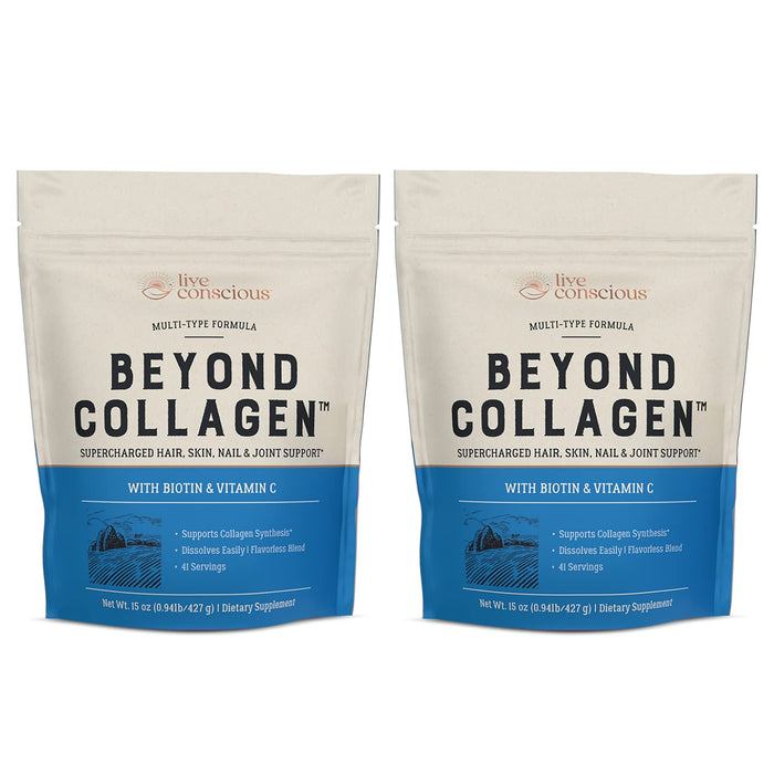 Live Conscious Beyond Collagen Multi Collagen Powder – Types I, II, III, V & X | Keto Friendly 2-Pack