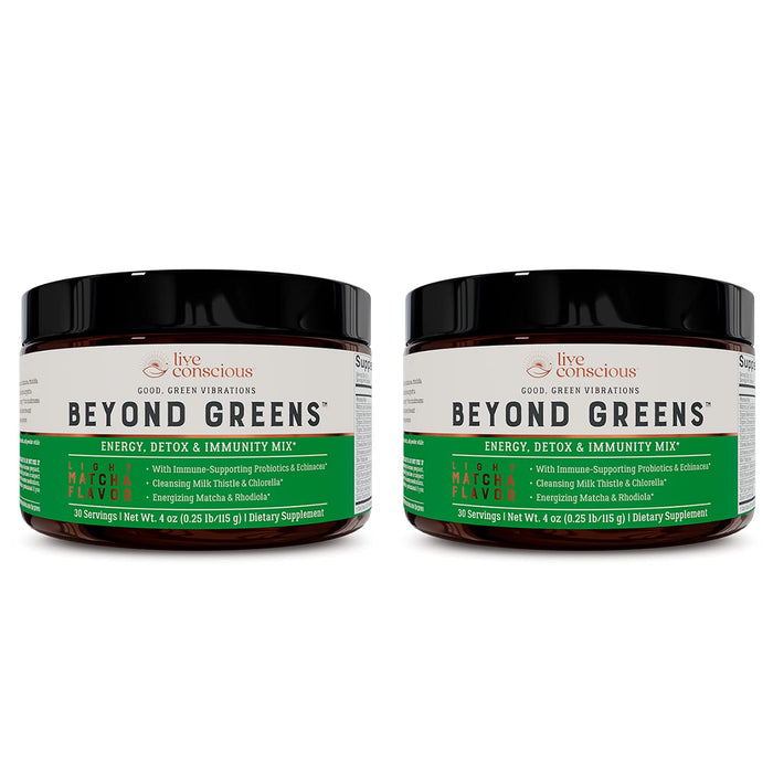 Live Conscious Beyond Greens Matcha Powder – Immune Support & Energy, 2-Pack (30 Servings)