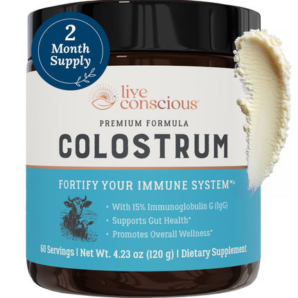 Live Conscious Colostrum Powder – Grass-Fed Bovine Colostrum + Lactoferrin