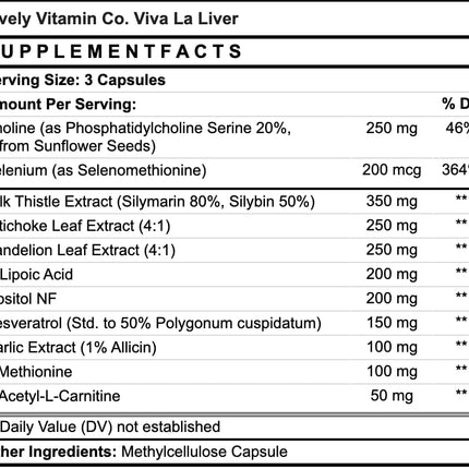 LIVELY VITAMIN CO. Viva La Liver - Improved Function & Detox | 90 Capsules