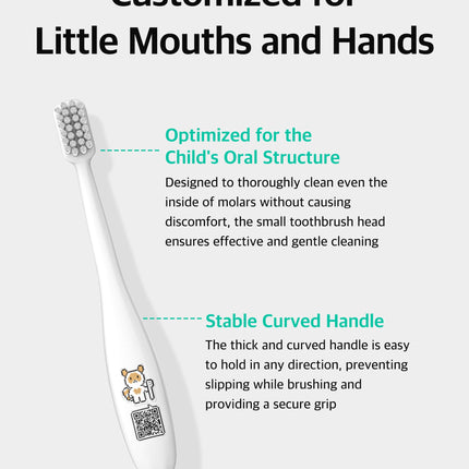 LiveOrals Kids Edu Toothbrush White - QR Song, Dual Microfine Bristles
