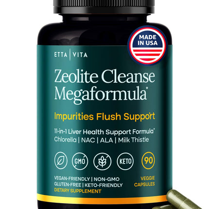 Liver Cleanse Detox & Repair - Zeolite Detox Supplement for Gut Health, Cognition & Natural Energy | Made in USA