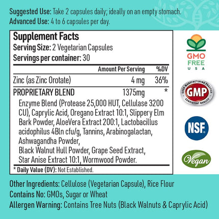 Liver Medic Candida Complex – Digestive Enzymes & Probiotic Cleanse, Non-GMO 120 Caps