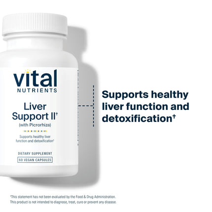 Vital Nutrients Liver Support II – Vegan Herbal Capsule Blend with Picrorhiza, Milk Thistle & Curcumin | Gluten-Free 60 Capsules