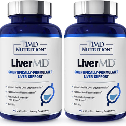 1MD LiverMD Liver Support Supplement | Siliphos Silybin for High Bioavailability | 60 Capsules (2-Pack)