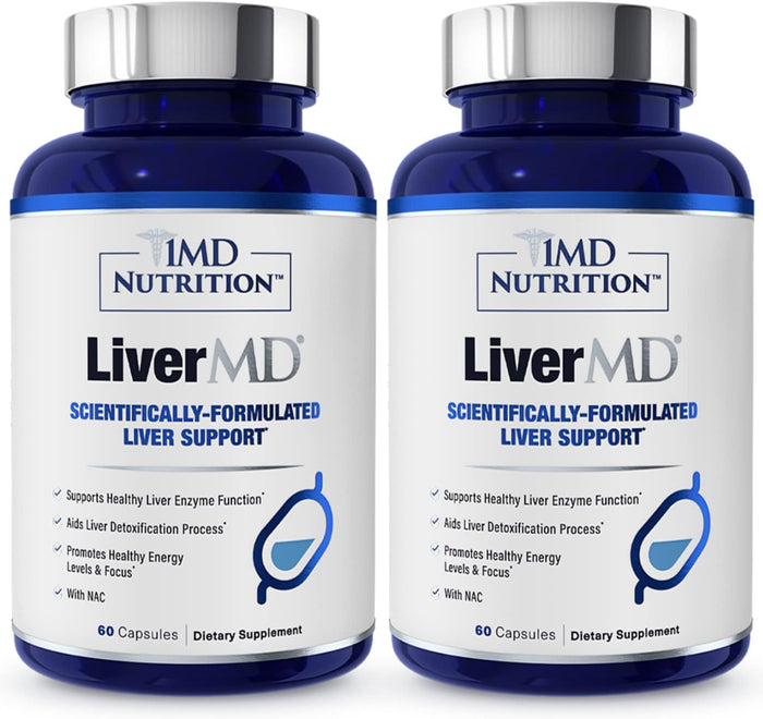 1MD LiverMD Liver Support Supplement | Siliphos Silybin for High Bioavailability | 60 Capsules (2-Pack)