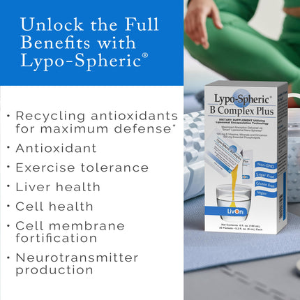 LivOn Lypo-Spheric B Complex Plus – 190 mg B Vitamins + Cinnamon | Liposome-Encapsulated, Non-GMO
