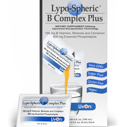 LivOn Lypo-Spheric B Complex Plus – 190 mg B Vitamins + Cinnamon | Liposome-Encapsulated, Non-GMO