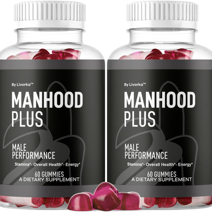 LIVORKA Manhood Plus Gummies for Men – 2 Pack, 1050mg, 120 Gummies