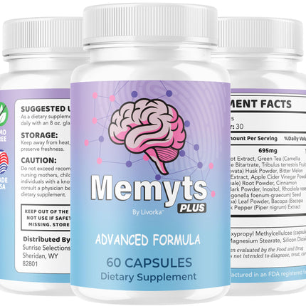 LIVORKA Memyts Plus Capsules – 2-Pack for Brain Energy & Focus | 120 Capsules