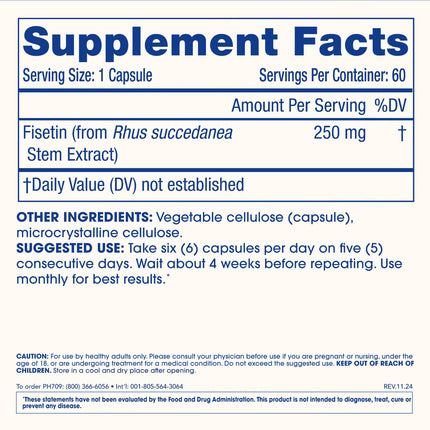 ProHealth Pure Fisetin 250mg – 60 Capsules | Brain Health & Healthy Aging | GMP USA | 3x Tested