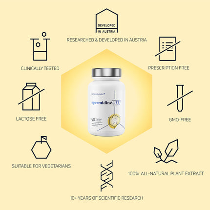 Longevity Labs SpermidineLIFE – Vegan Wheat Germ Extract with Zinc for Autophagy, 60 Capsules
