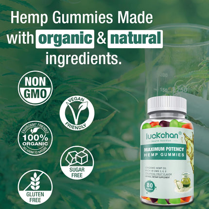 LUCKCHAN Hemp Gummies Advanced Extra Strength – 4-Pack for Sleep, Pain & Anxiety