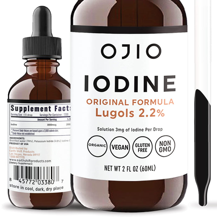 Lugols Iodine Solution 2% – 2 fl oz (Pack of 1) | High Potency Liquid Drops for Thyroid Health & Energy