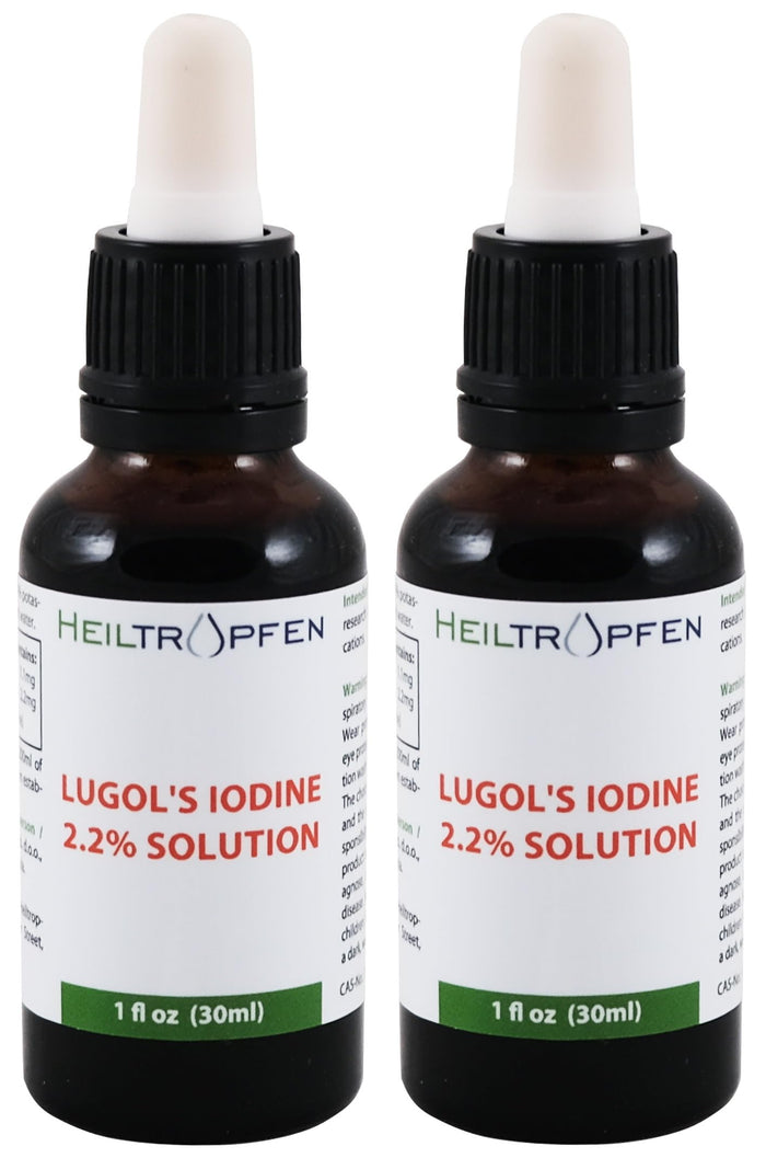 2X Lugol's Iodine Solution – 2x1 fl oz / 2x30 ml | Pharmaceutical Grade | Third-Party Tested | Heiltropfen