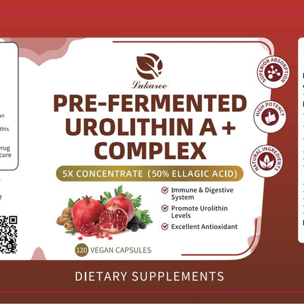 Lukaree Urolithin A+ Complex Supplement, 120 Count