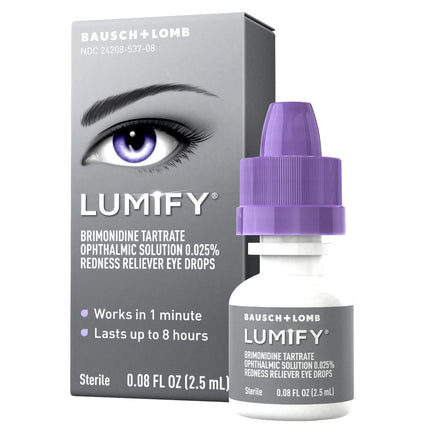 Lumify Redness Reliever Eye Drops 0.08 fl oz (2.5 mL) Pack of 6 | Bausch + Lomb
